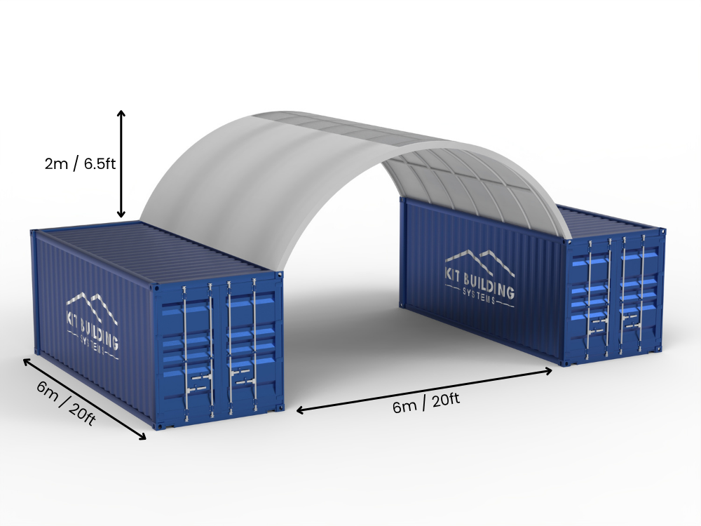 6m Overspanning | Containerluifels 20ft Breedte, 6,5ft Hoogte (6m x 2m)