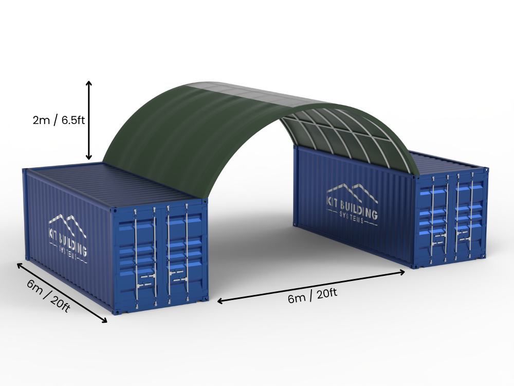 6m Overspanning | Containerluifels 20ft Breedte, 6,5ft Hoogte (6m x 2m)