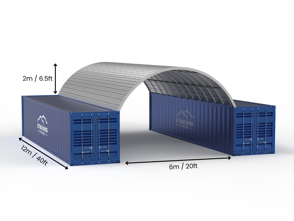 Stalen Container Overkappingen - 20ft x 40ft x 6,5ft (6m x 12m x 2m)