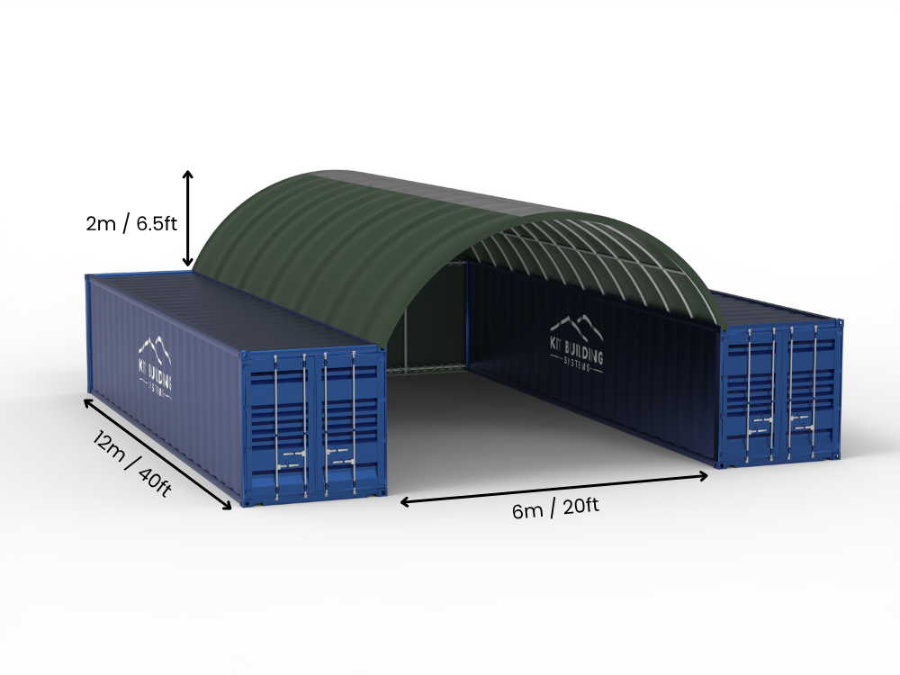 6m Overspanning | Containerluifels 20ft Breedte, 6,5ft Hoogte (6m x 2m)