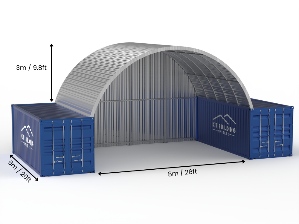 Stalen Container Overkappingen - 20ft x 40ft x 6,5ft (6m x 12m x 2m)