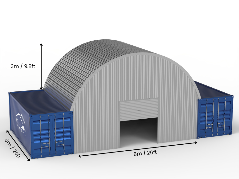 Stalen Container Overkappingen - 20ft x 40ft x 6,5ft (6m x 12m x 2m)