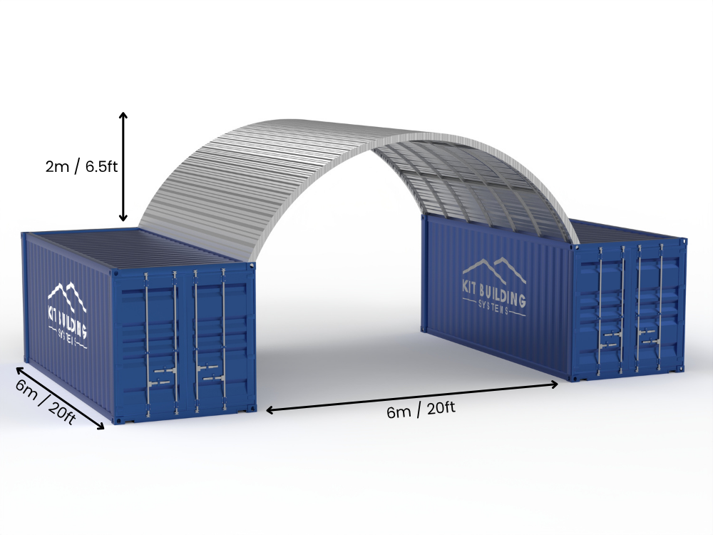 Stalen Container Overkappingen - 20ft x 40ft x 6,5ft (6m x 12m x 2m)
