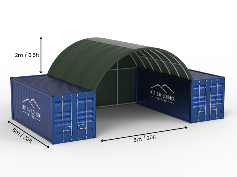 6m Overspanning | Containerluifels 20ft Breedte, 6,5ft Hoogte (6m x 2m)