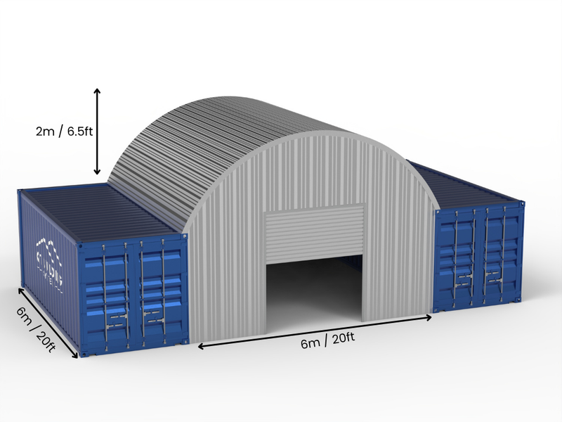 Stalen Container Overkappingen - 20ft x 40ft x 6,5ft (6m x 12m x 2m)