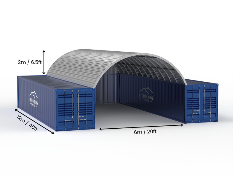 Stalen Container Overkappingen - 20ft x 40ft x 6,5ft (6m x 12m x 2m)