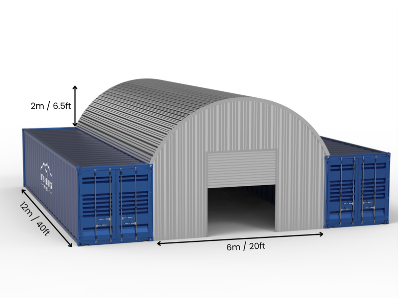 Stalen Container Overkappingen - 20ft x 40ft x 6,5ft (6m x 12m x 2m)