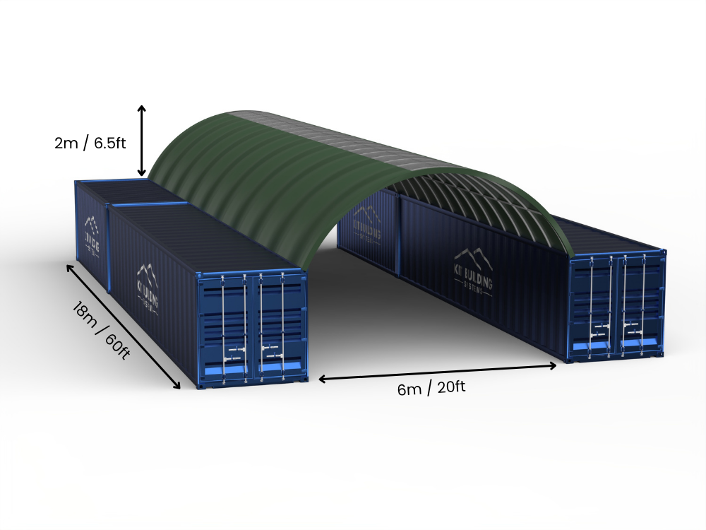 6m Overspanning | Containerluifels 20ft Breedte, 6,5ft Hoogte (6m x 2m)