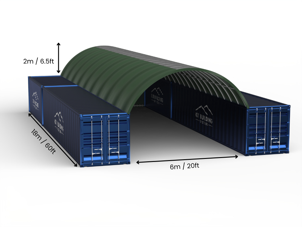 6m Overspanning | Containerluifels 20ft Breedte, 6,5ft Hoogte (6m x 2m)