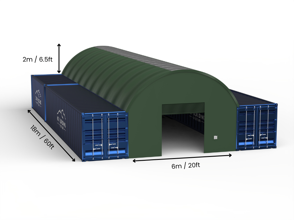 6m Overspanning | Containerluifels 20ft Breedte, 6,5ft Hoogte (6m x 2m)