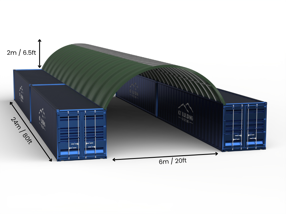 6m Overspanning | Containerluifels 20ft Breedte, 6,5ft Hoogte (6m x 2m)