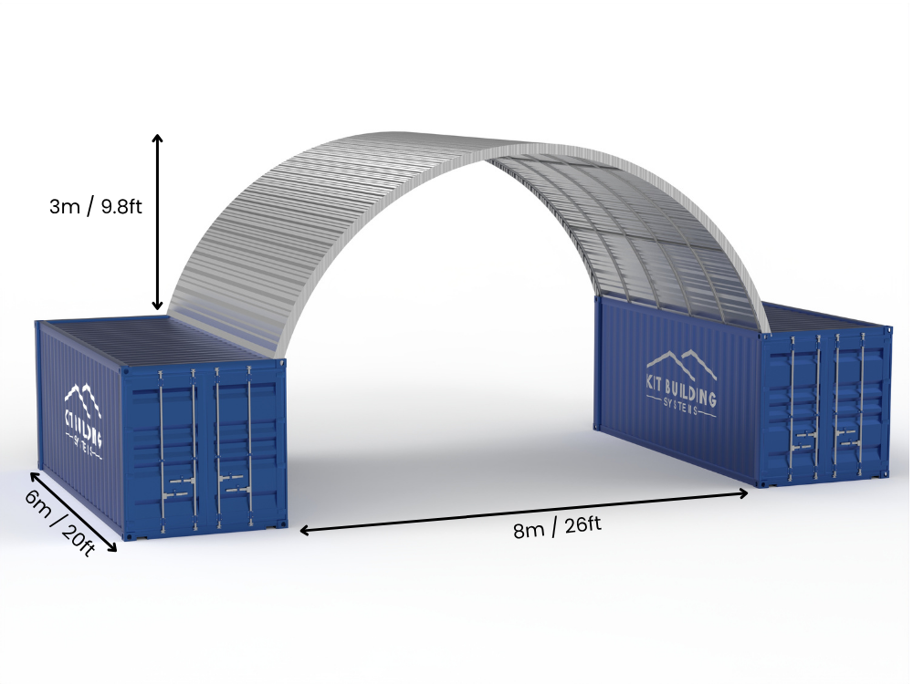 Stalen Container Overkappingen - 20ft x 40ft x 6,5ft (6m x 12m x 2m)