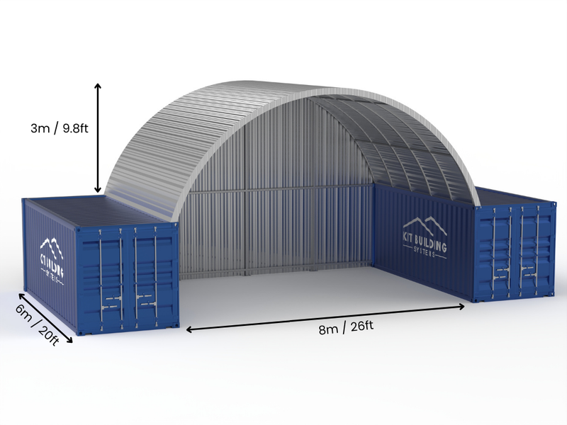 Stalen Container Overkappingen - 20ft x 40ft x 6,5ft (6m x 12m x 2m)