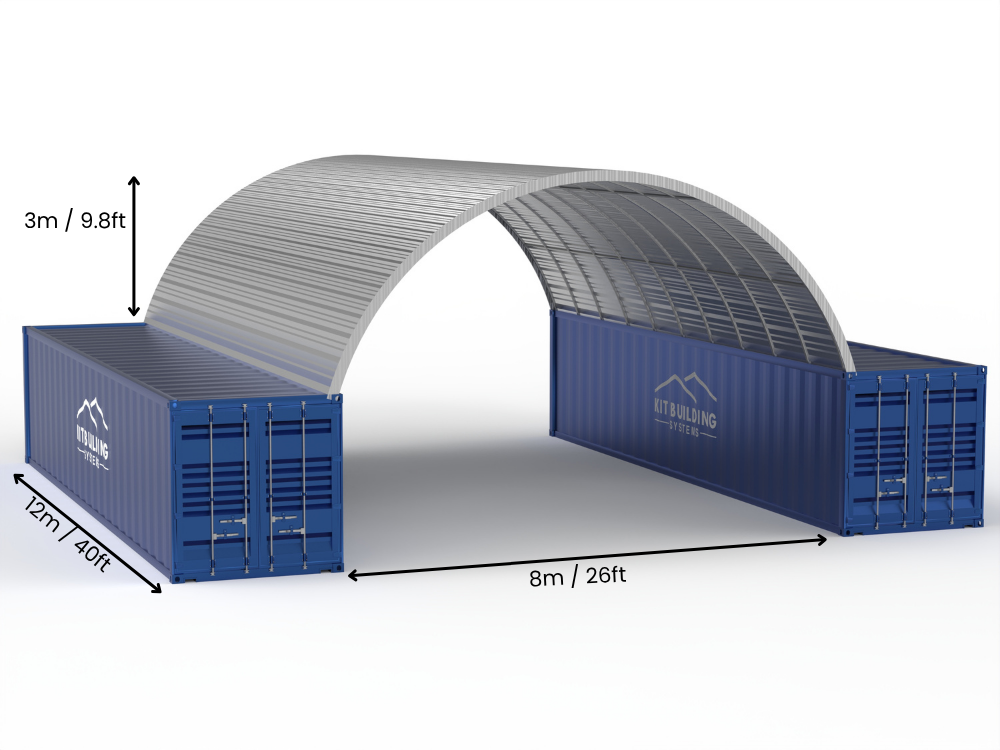 Stalen Container Overkappingen - 20ft x 40ft x 6,5ft (6m x 12m x 2m)