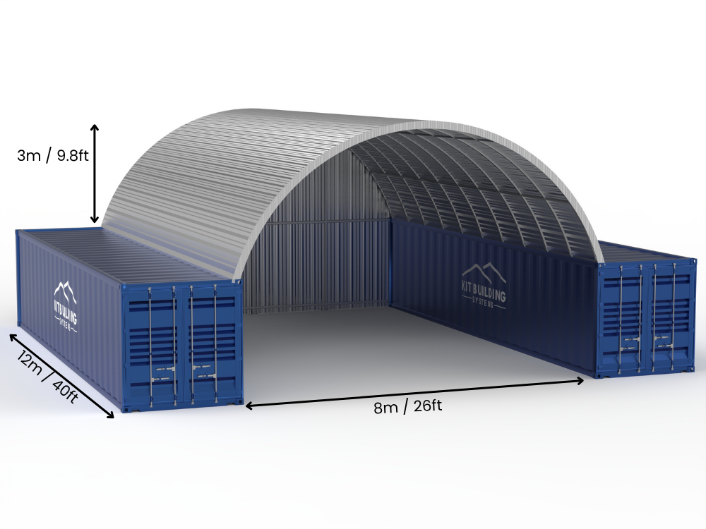 Stalen Container Overkappingen - 20ft x 40ft x 6,5ft (6m x 12m x 2m)