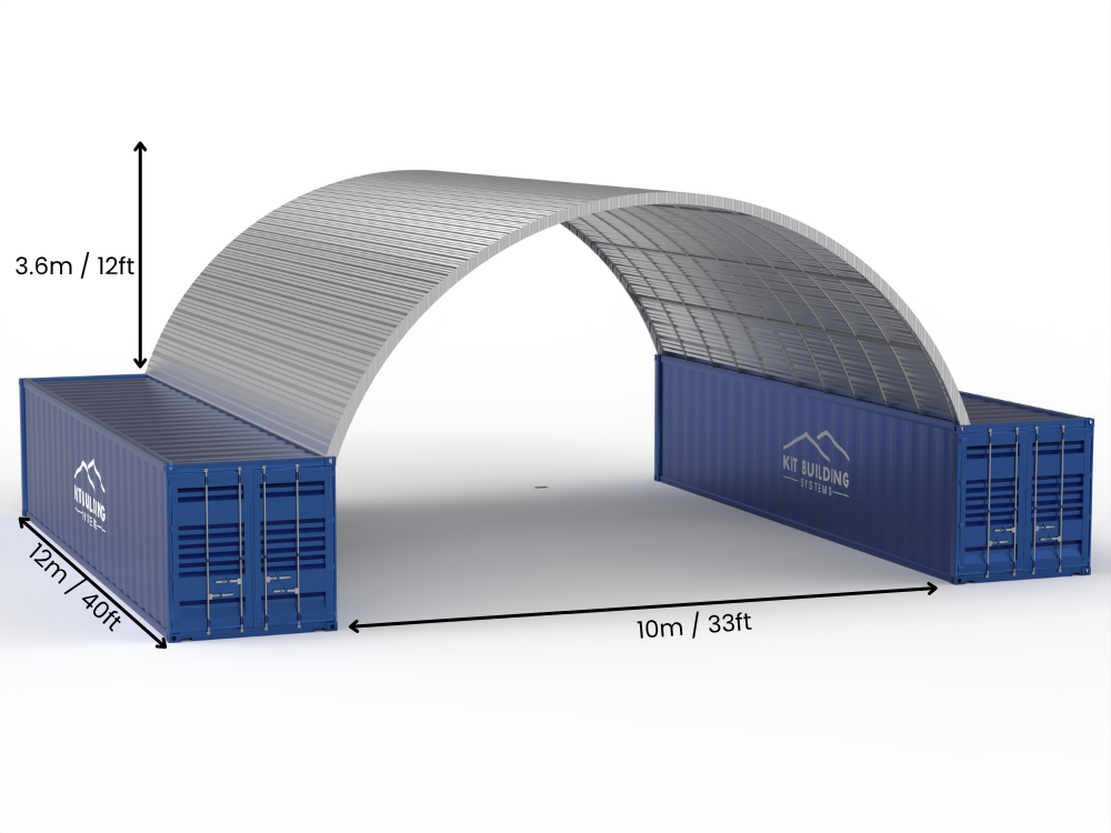 Stalen Container Overkappingen - 33ft x 20ft x 12ft (10m x 6m x 3,6m)
