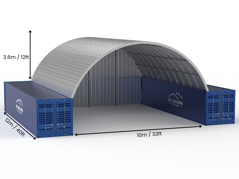 Stalen Container Overkappingen - 33ft x 40ft x 12ft (10m x 12m x 3,6m)