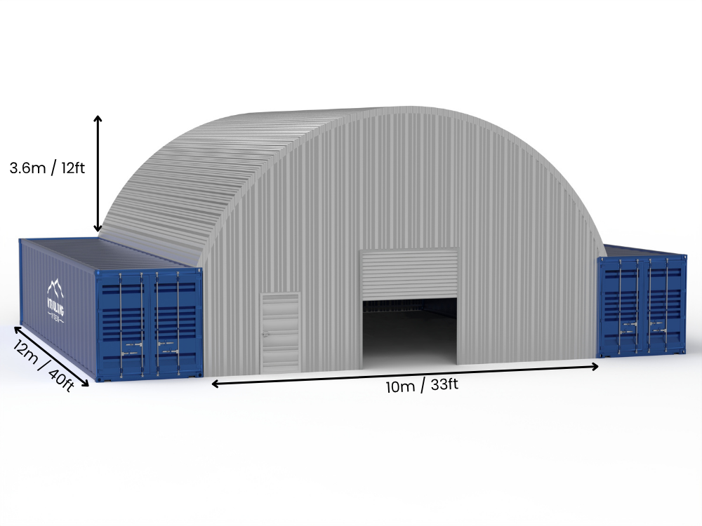 Stalen Container Overkappingen - 33ft x 40ft x 12ft (10m x 12m x 3,6m)