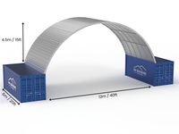 12m (40ft) Overspanning | Stalen Container Luifels 40ft Breedte, 15ft Hoogte (12m x 4.5m)