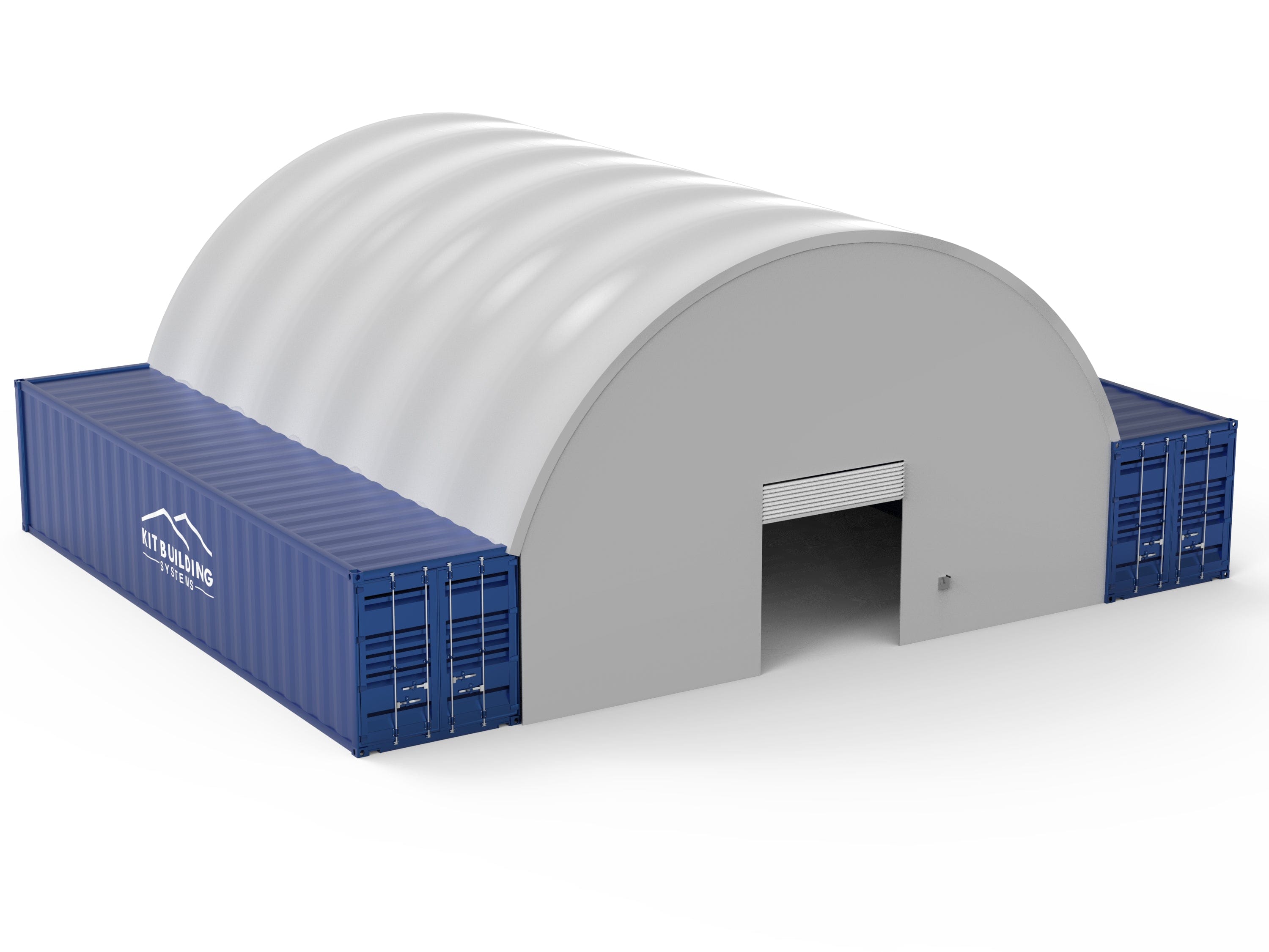 Kit Buildings Container Shelter Light Grey / Back & Front Panel with Winch Door Container Shelter - 33ft x 40ft x 12ft (10m x 12m x 3.6m)