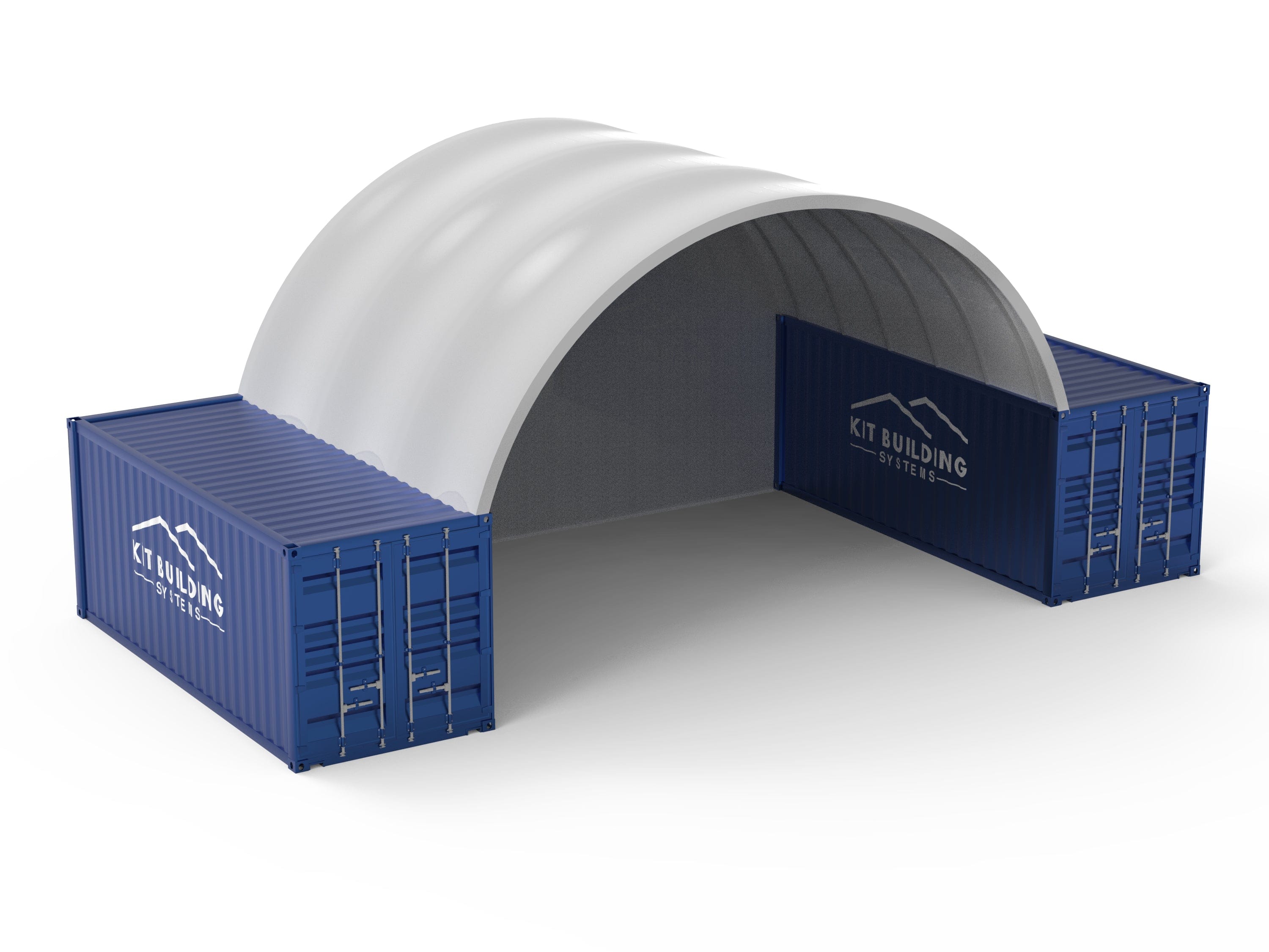 Kit Buildings Light Grey / Back Panel Container Shelter - 26ft x 20ft x 10ft (8m x 6m x 3m)